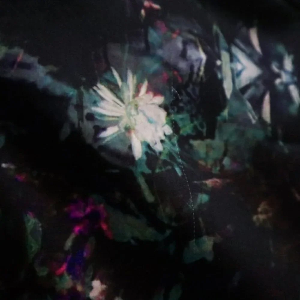 H & M Silky Floral Print Top Black Long Sleeve Mesh Back Keyhole Closure Size XS - Picture 3 of 11